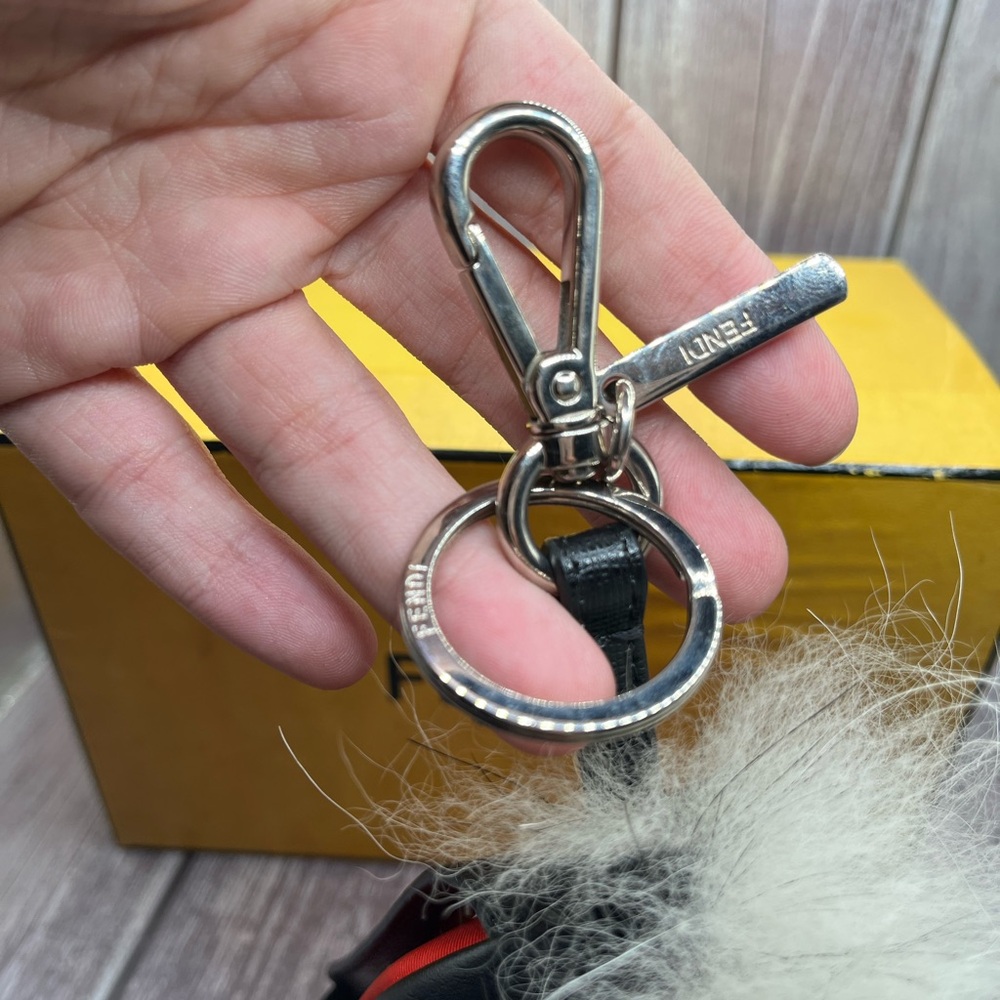 FENDI Monster Mini Backpack Bag Charm Leather Nylon & Fur Red Black w/ Box RARE - Picture 15 of 16